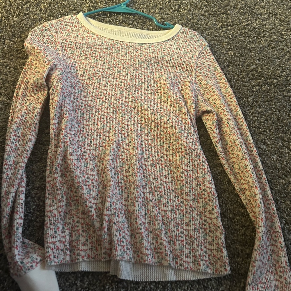 American Eagle Outfitters Cream and Multicolor Knit Top